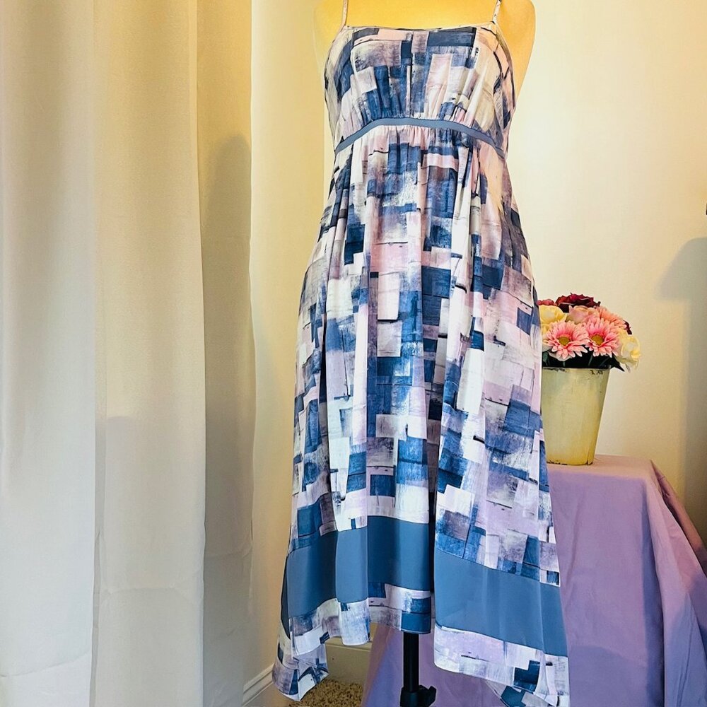 Simply Vera Vera Wang Blue and White Printed Midi Dress